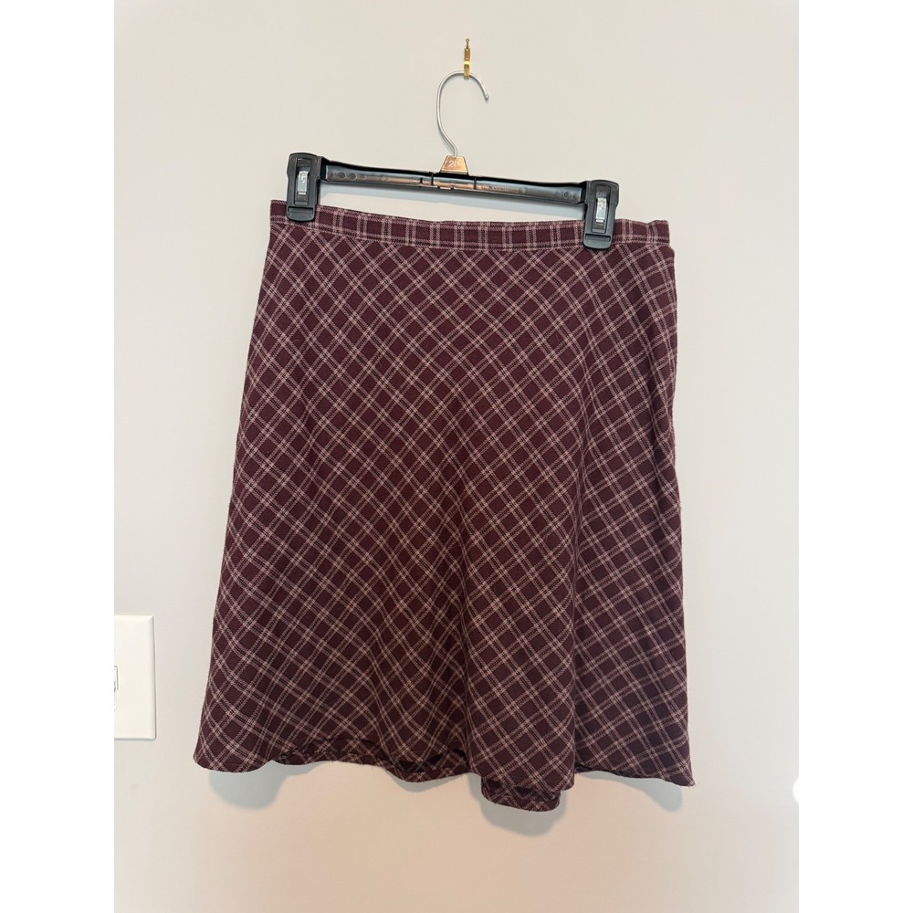Abercrombie & Fitch Burgundy Plaid Wool Blend A-Line Skirt Size 6 Vintage Style